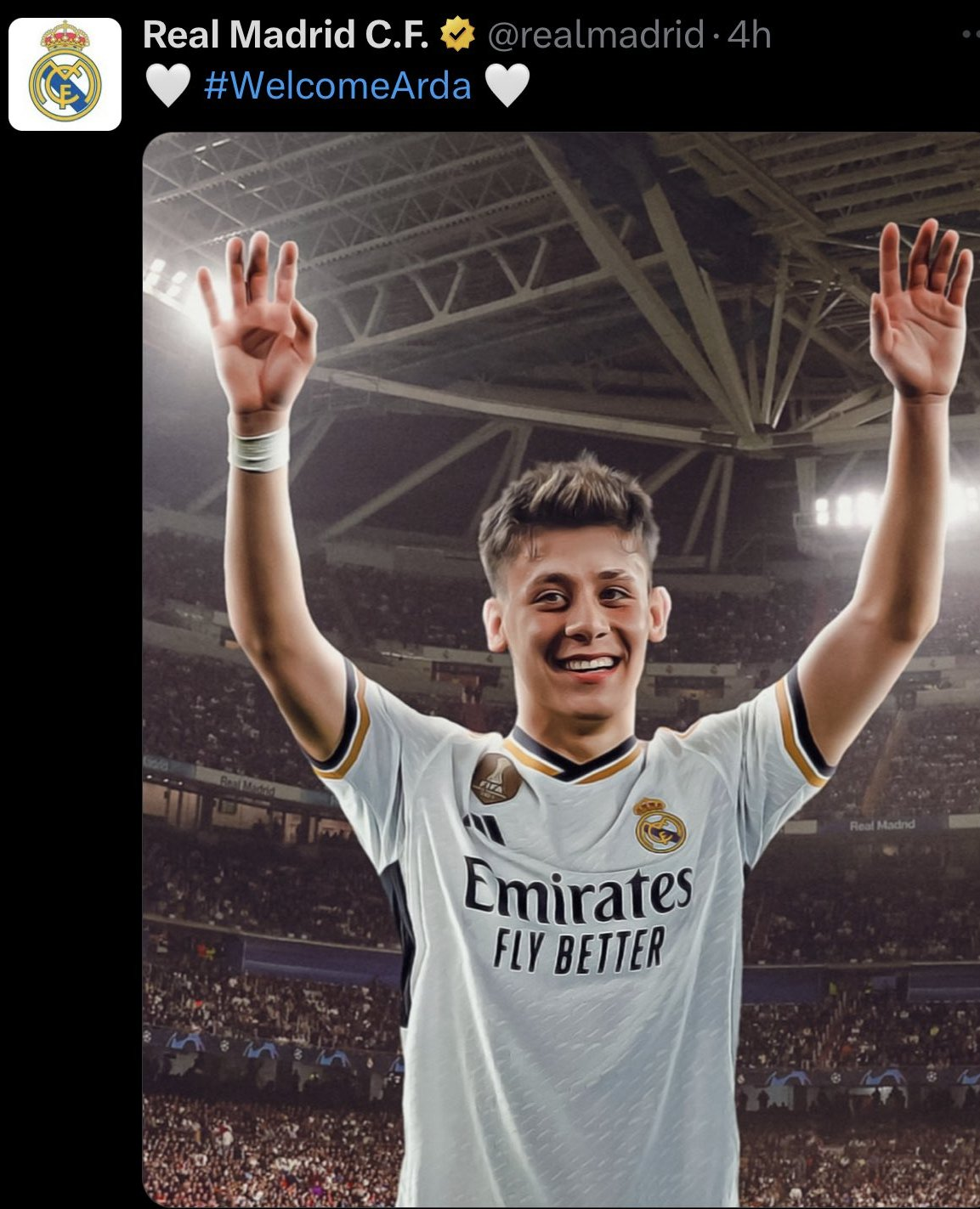 Arda avec le tweet le plus aimé