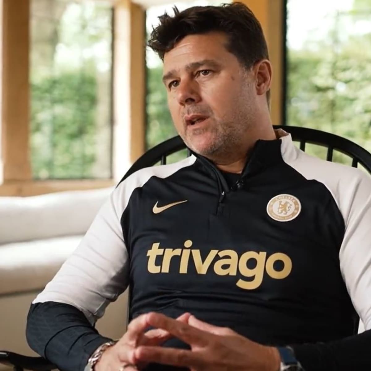 mauricio pochettino pictured during his first interview as chelsea manager 1