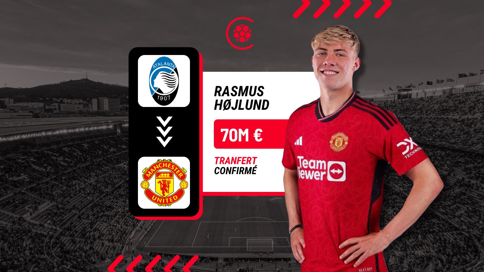 OFFICIEL : Rasmus Hojlund quitte l’Atalanta et signe chez les Red Devils !