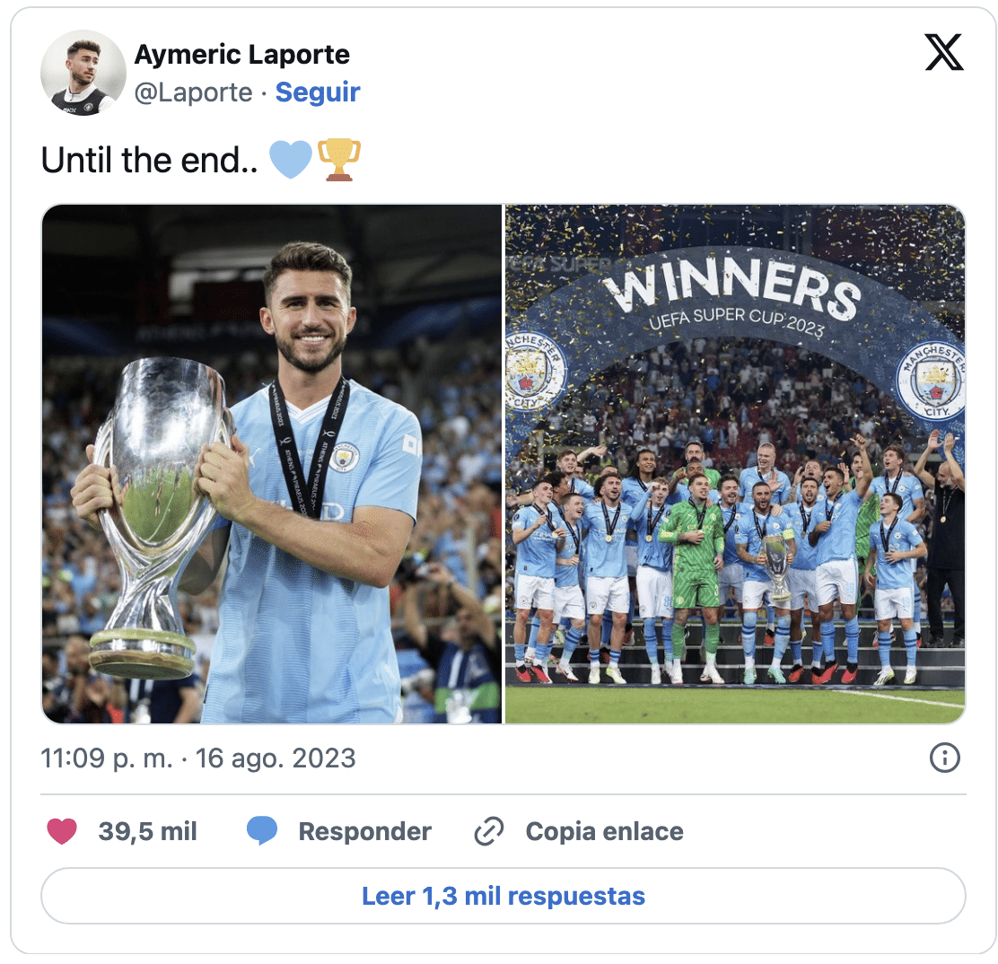 Laporte fait ses adieux à Manchester City 
