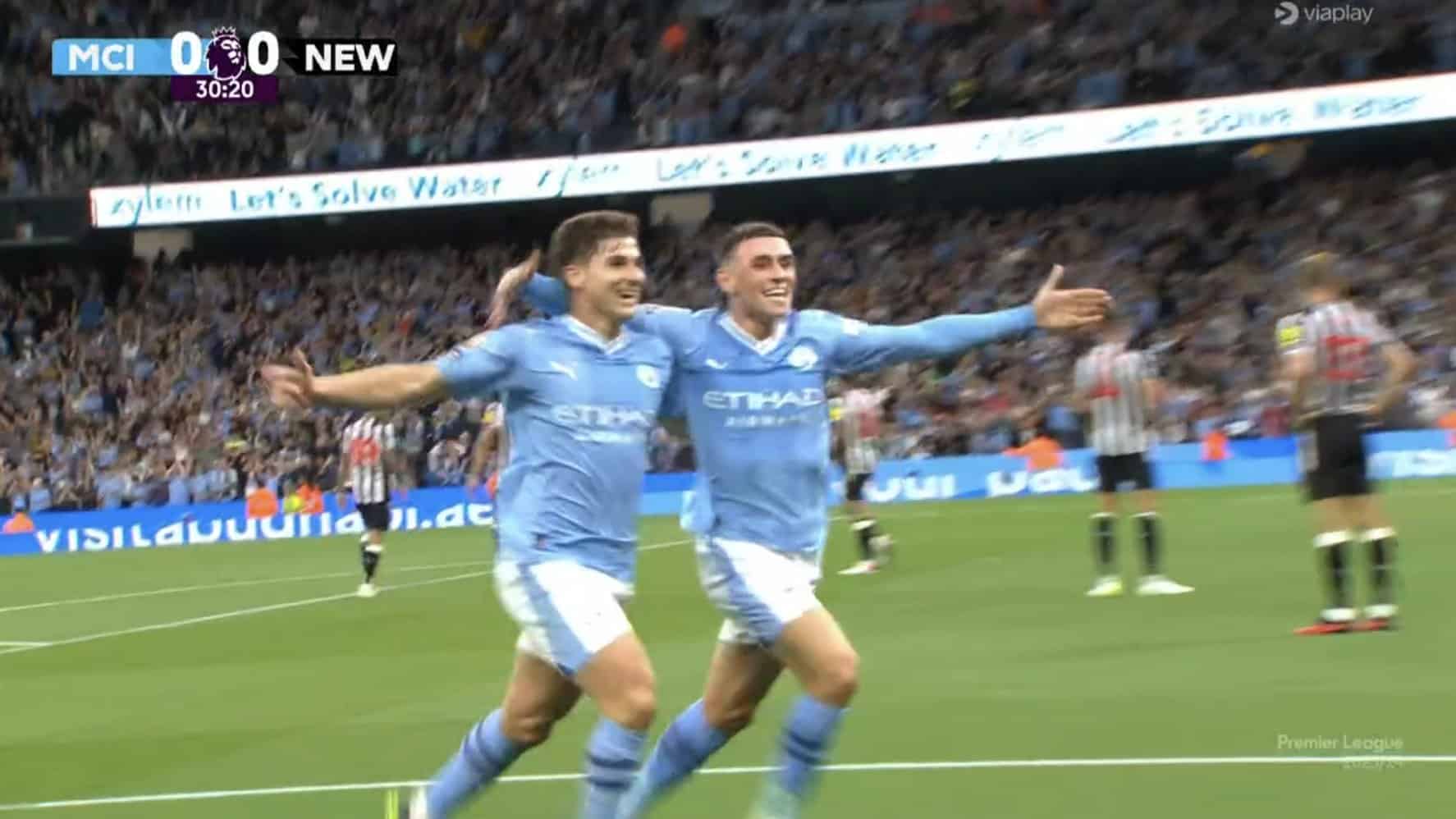 VIDÉO : Foden à la passe, Julian Alvarez fusille à bout portant Nick Pope, City mène