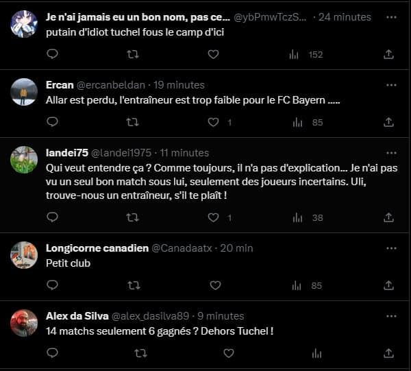 commentaires twitter sur Thomas Tuchel après l'humiliation contre Leipzig 