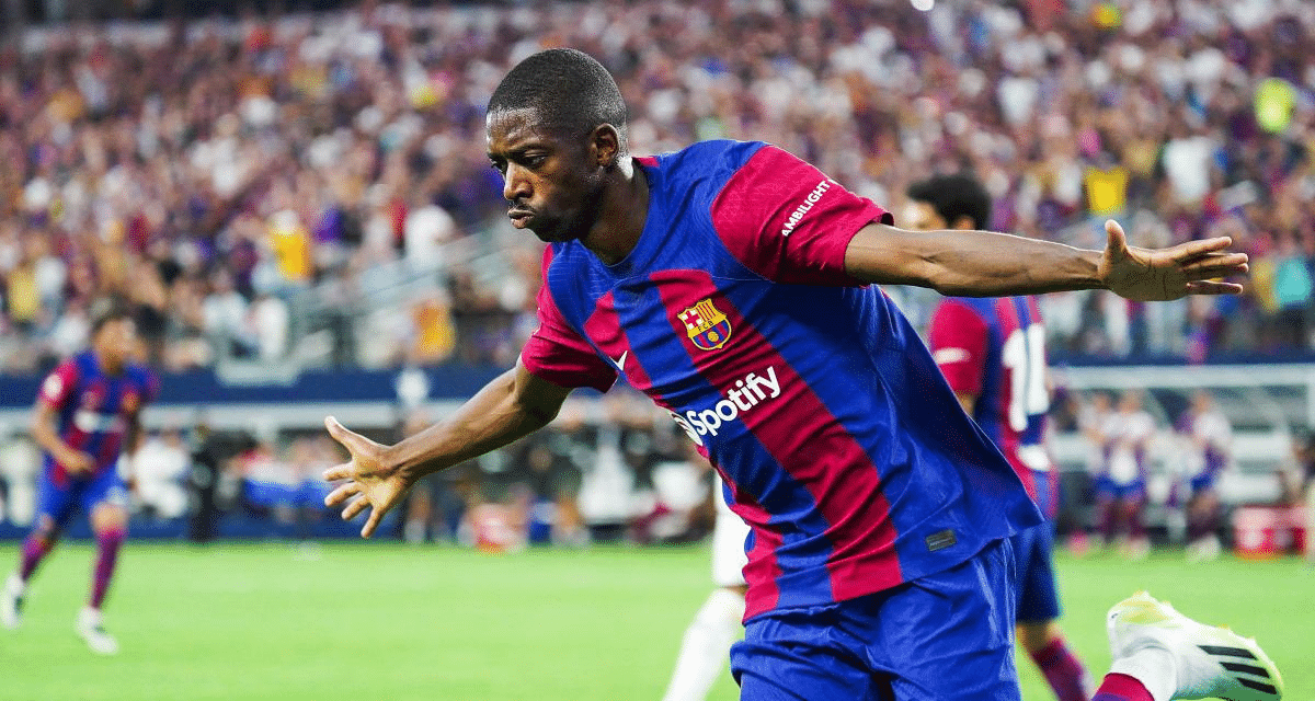 Dembélé qui jubile avec le Barça 