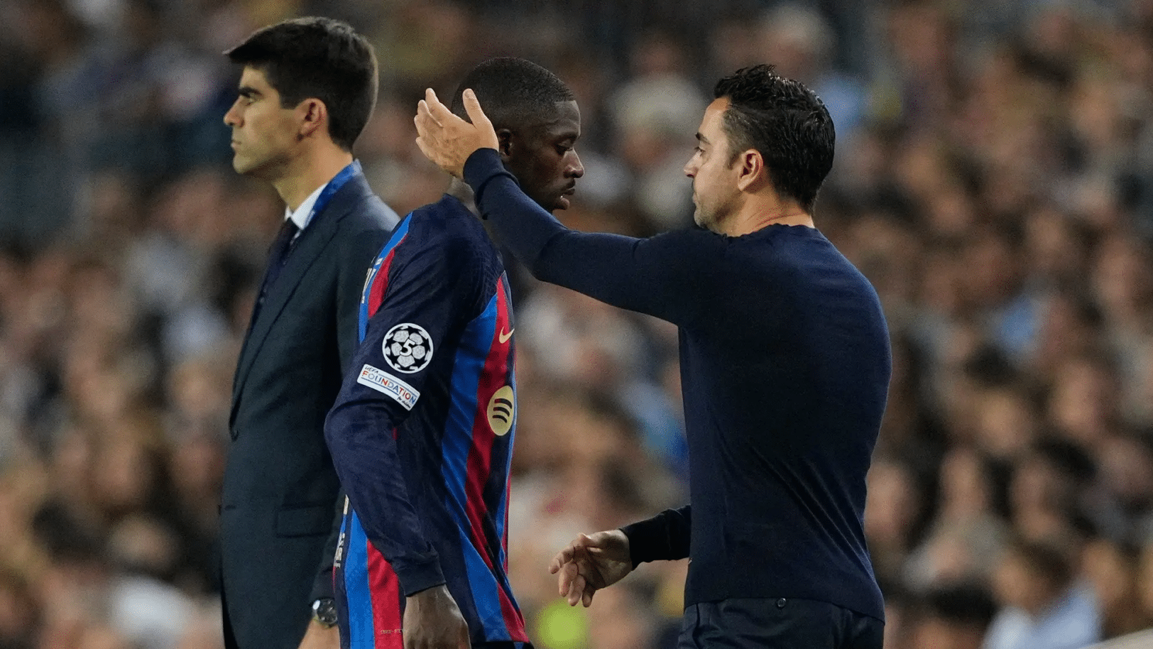 Dembélé avec Xavi Hernandez 