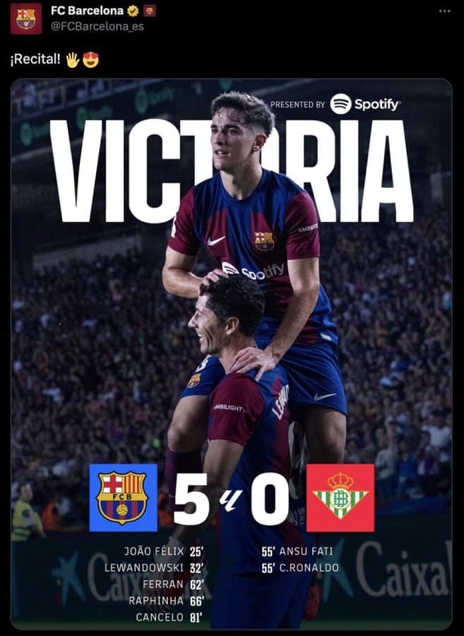 La grosse bourde du Barça après la victoire contre le Betis (Photo)