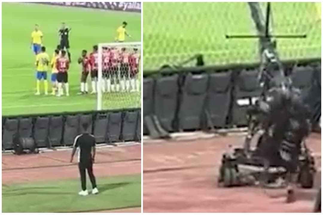 VIDÉO : Le missile de Ronaldo sur Coup franc sonne un caméraman à Al-Raed