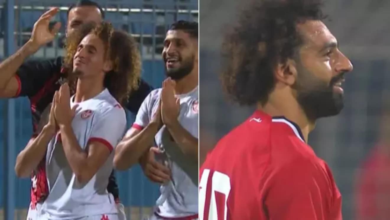 Hannibal Mejbri, jeune de Man United, semble se moquer de Salah lors du match Tunisie-Egypte