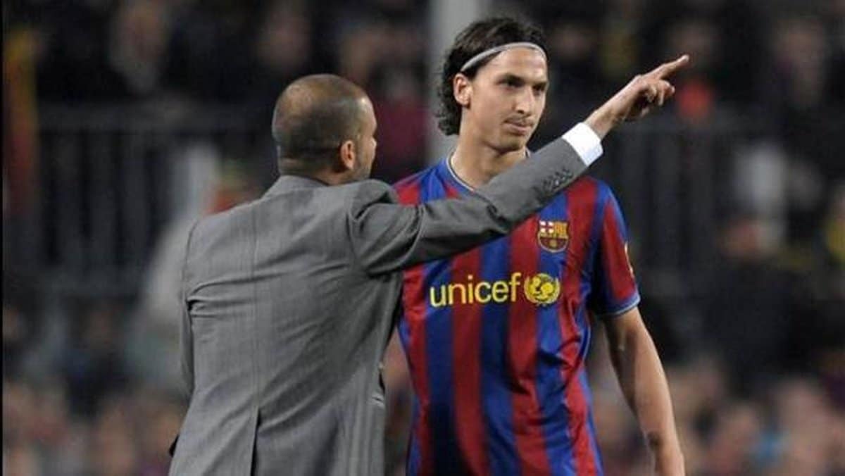 Zlatan Ibrahimovic et pep Guardiola au Barça