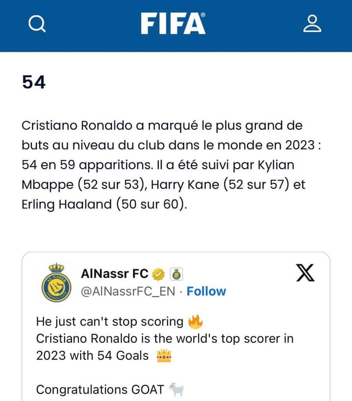 La FIFA reconnait Ronaldo