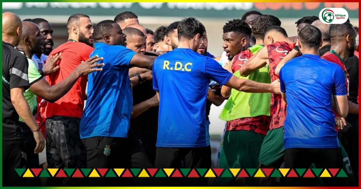 CAN 2023 – Maroc vs RDC : Grosse bagarre dans le tunnel en fin de match (VIDEO)