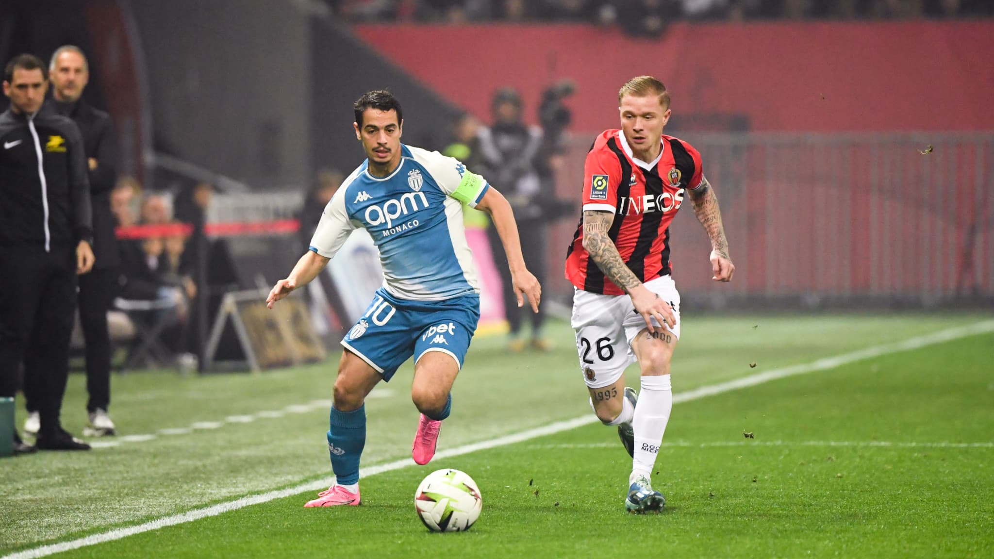 10 Wissam BEN YEDDER asm 26 Melvin BARD ogcn during the Ligue 1 Uber Eats match between Olympique Gymnaste Club Nice and Association Sportive de Monaco Football Club at Allianz Riviera 1803841