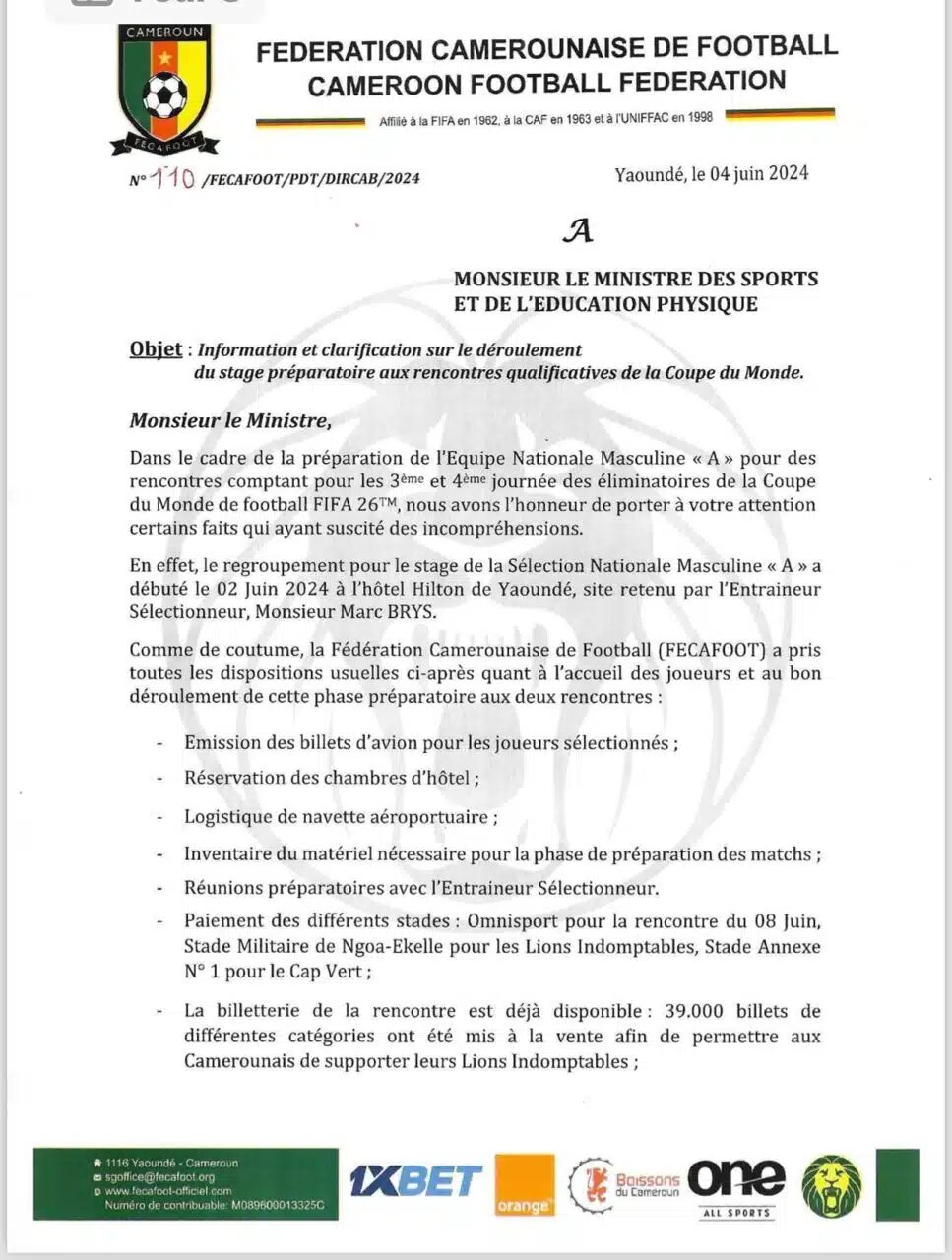 La lettre de Samuel Eto’o qui enflamme : « seuls les membres de l’encadrement nommés par la Fécafoot… »