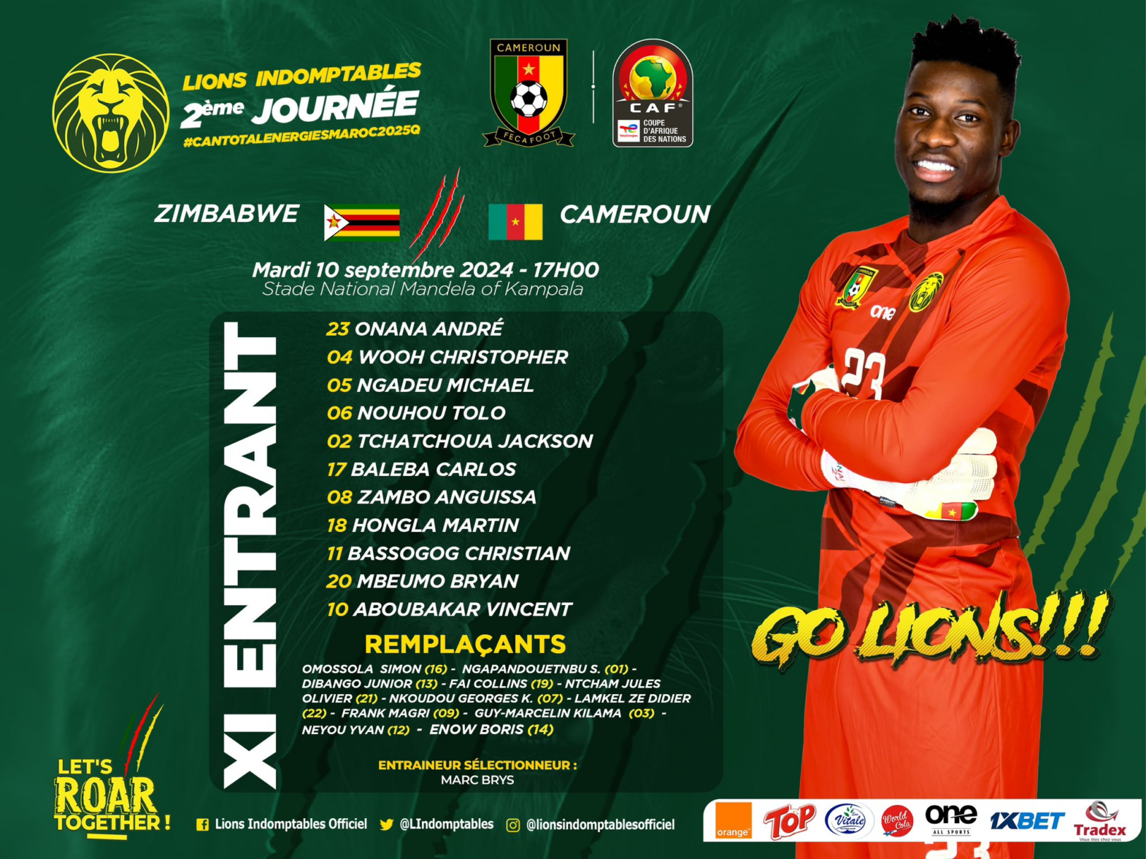 Zimbabwe – Cameroun : Marc Brys dévoile son onze pour ce choc