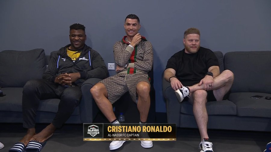 La joie de Cristiano Ronaldo après la victoire de Ngannou 