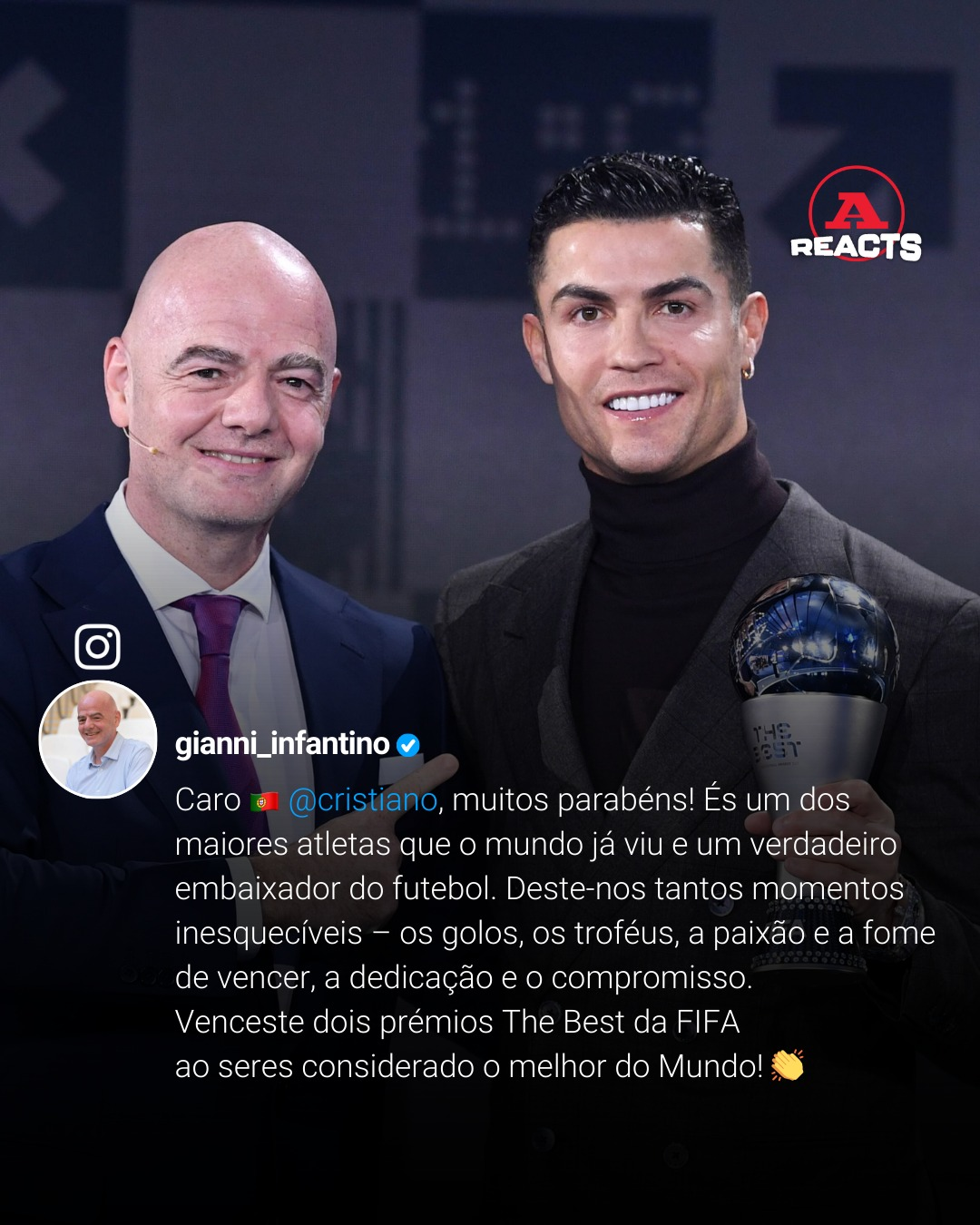 Gianni Infantino adresse un message spécial à Cristiano Ronaldo !
