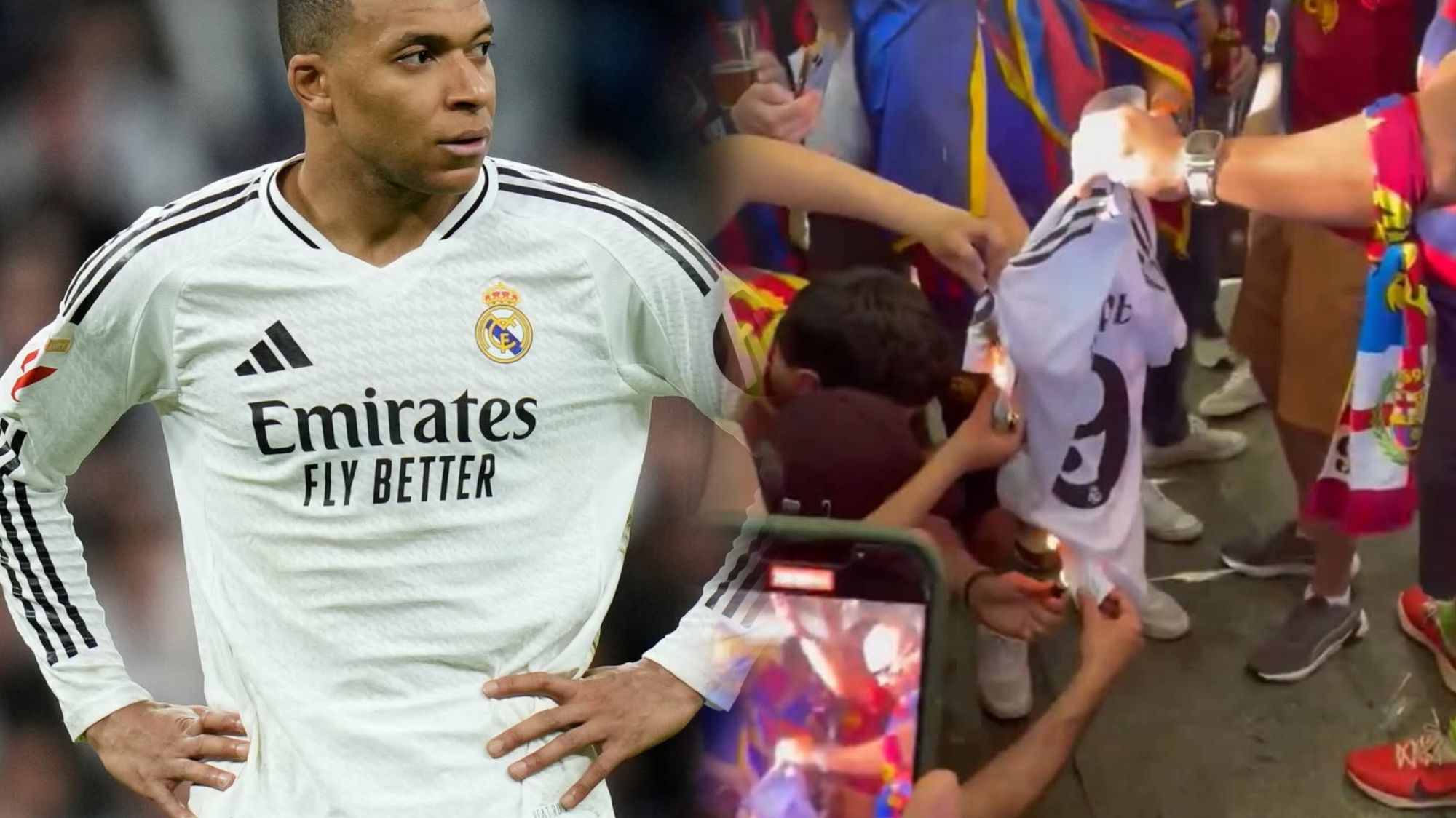 Séville : La tension explose, des supporters du Barça brûlent un maillot de Mbappé