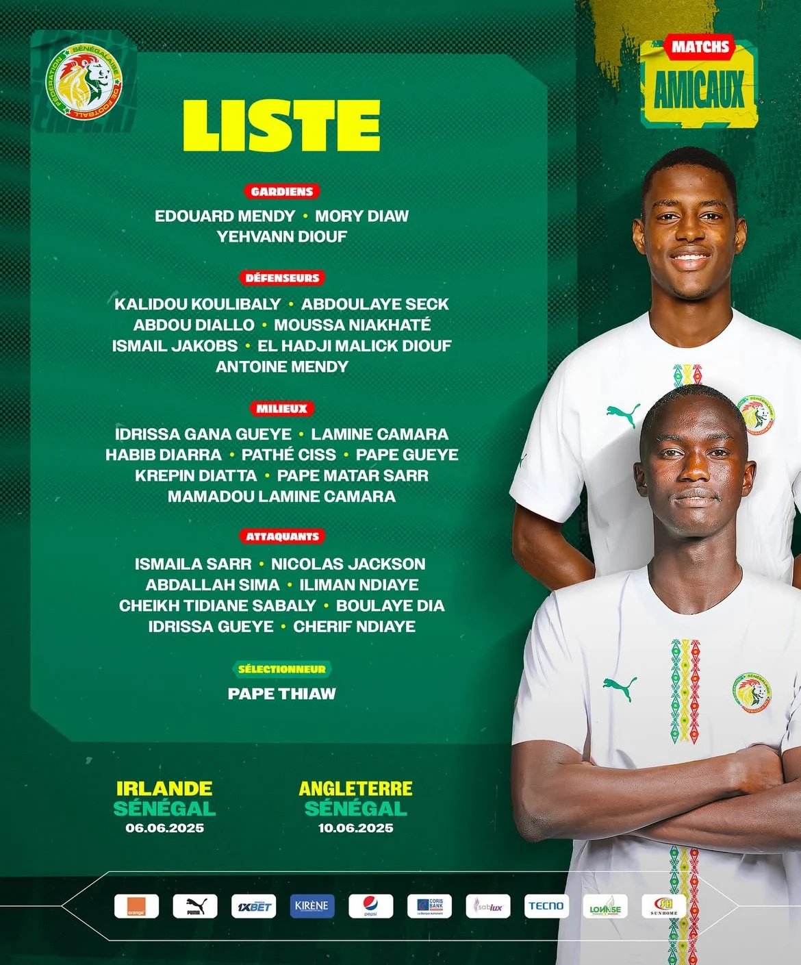 Sadio Mané écarté, deux nouveaux Lions appelés par Pape Thiaw  !