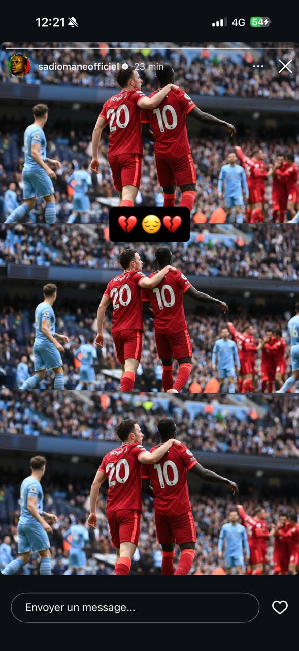 La réaction de Sadio Mané après la décès de Diogo Jota 