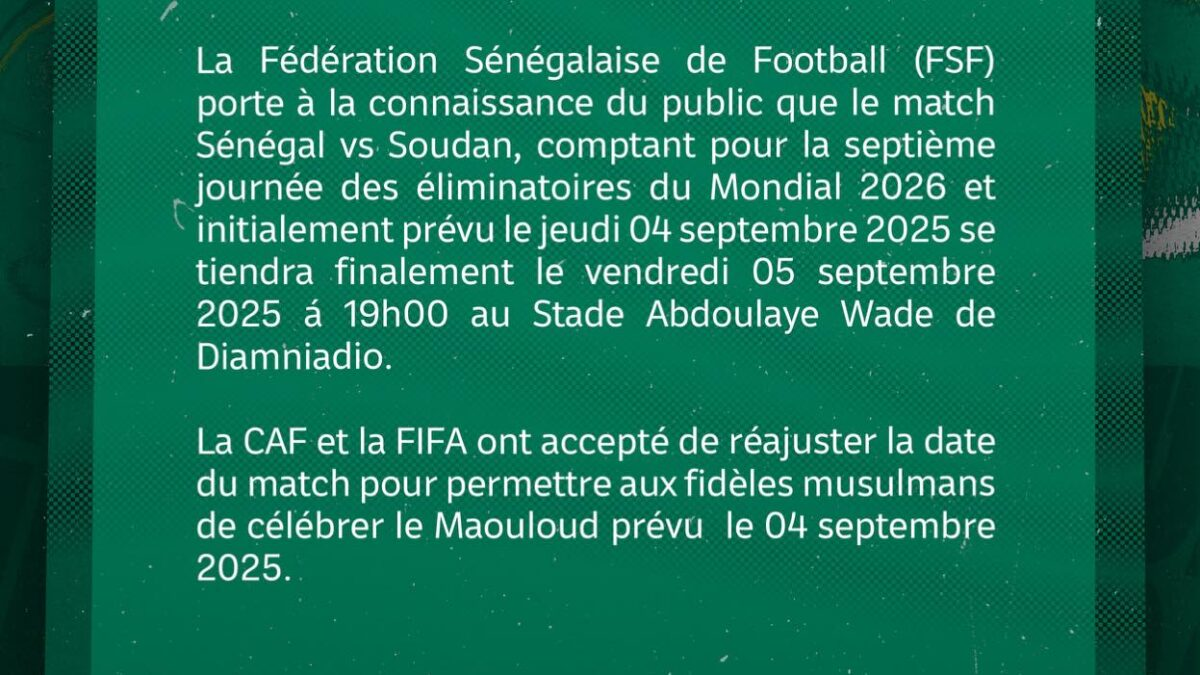 la FSF officialise le report et annonce une nouvelle date 2 la FSF officialise le report et annonce une nouvelle date