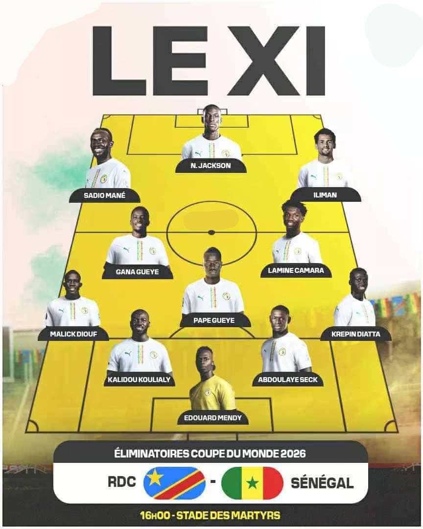 La compo officielle des Lions avec Gana Gueye, Lamine Camara et Nicolas Jackson mais sans Pape Matar Sarr