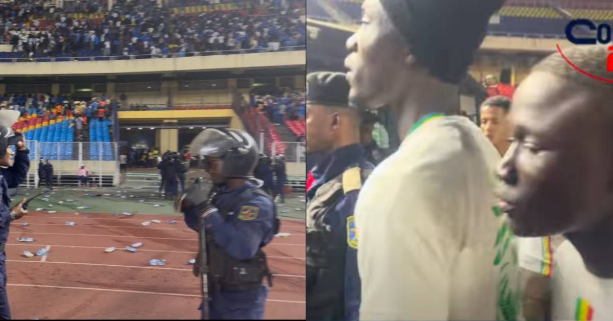 Vidéo choc : supporters sénégalais évacués du stade à Kinshasa par la police