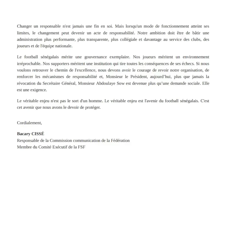 Une lettre confidentielle fragilise Abdoulaye Saydou Sow